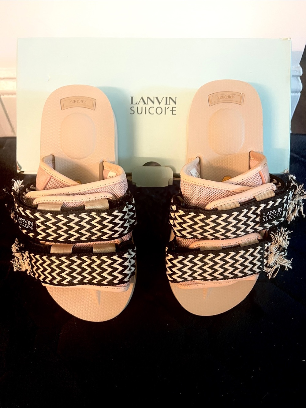 Lanvin x Suicoke light pink and black slides Authentic Woman's Size 6